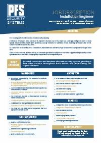 Careers At PFS Security Systems - Installation Engineer